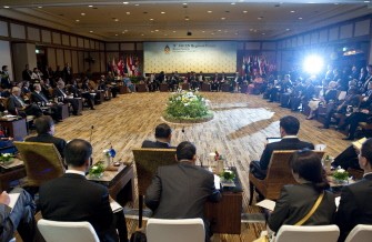 Foreign ministers and government officials attend the US-Association of Southeast Asian Nations (ASEAN) Regional Forum (ARF) in Nusa Dua on Indonesia's resort island of Bali on July 23, 2011.