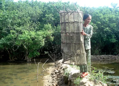 Người dân bảo vệ rừng kết hợp nuôi thủy sản.