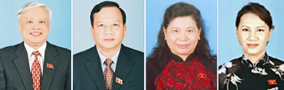 Từ trái qua: ông Uông Chu Lưu, ông Huỳnh Ngọc Sơn, bà Tòng Thị Phóng, bà Nguyễn Thị Kim Ngân