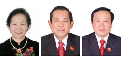 Từ trái qua: Phó Chủ tịch nước Nguyễn Thị Doan, Chánh án Tòa án NDTC Trương Hòa Bình, Viện trưởng Viện Kiểm sát NDTC Nguyễn Hòa Bình