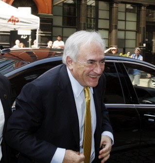 (AFP FILES) In this filed image dated July 6, 2011 shows Dominique Strauss-Kahn, former head of the IMF, returning home after a meeting with his lawyers who earlier met with the District Attorney in New York