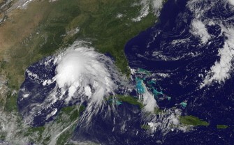 This image obtained from the NASA/NOAA GOES Project shows a tropical depression over the Gulf of Mexico on September 2, 2011