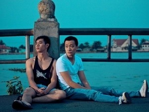 Actors Ho Vinh Khoa (L) and Luong Manh Hai in a scene of the film