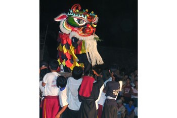 A Kylin and dragon dance performance in Hoi An.