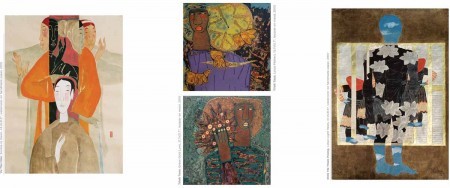 Paintings are displayed in the exhibition.