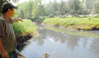 A dirty water canal flowing through the Le Minh Xuan Industrial Zone ( Photo: SGGP)