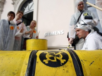 AFP - This file picture taken on September 16, 2009 shows activists protesting in the southern German city of Munich against nuclear waste.