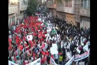 An image grab from footage uploaded on YouTube made available on September 18, 2011, shows a protest by Syrian students on the first day of school in the flashpoint city of Homs.