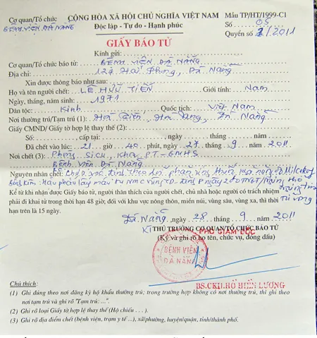 Một bệnh nhân chết khi đang được chích thuốc