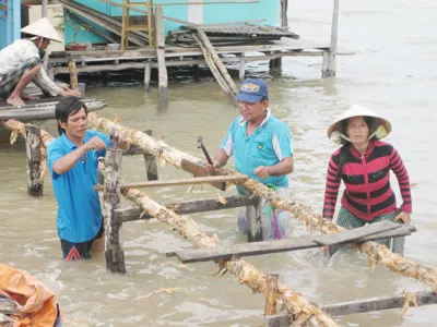 Người dân xã Bình Thạnh, thị xã Hồng Ngự, Đồng Tháp chống chọi với lũ lớn