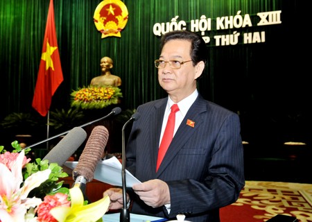 Vietnamese Prime Minister Nguyen Tan Dung was delivers the main socio-economic report during the opening of the second annual session of the National Assembly in Hanoi Oct. 20, 1011 (Photo: Minh Dien)