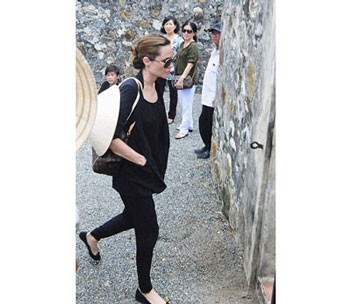 Angelina Jolie visits the so-called tiger cages in the notorious prison on Con Dao Island.