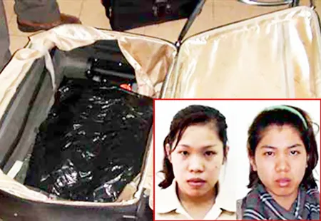 Trần Hạ Duy và Trần Hạ Tiên, 2 chị em ruột bị bắt vào ngày 18-7-2011 với 4kg ma túy tổng hợp được giấu trong va li 2 đáy.
