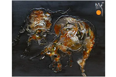 Tác phẩm "Chọi trâu" của Nguyễn Văn Cường