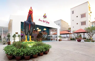 Nhà hàng Con Gà Trống 285/C145Bis CMT8, P.12, Q.10 (cạnh Làng nướng Nam Bộ) có không gian thoáng đãng và thiết kế độc đáo