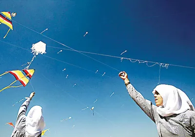 Trẻ Palestine thả diều tưởng niệm một năm thảm họa ở Nhật Bản