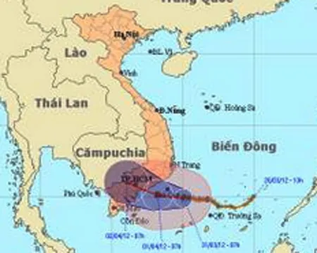 Đường đi của cơn bão số 1. Ảnh: TTDBKTTVTƯ