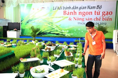 Lễ hội bánh dân gian Nam Bộ với hơn 100 loại bánh khác nhau làm từ gạo. Ảnh: TRẦN THANH