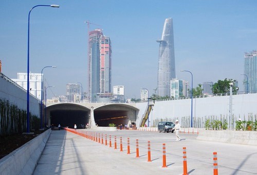 Entrance to Sai Gon River Crossing Tunnel in Ho Chi Minh City. The Road Maintenance Fund will be used to upgrade transport infrastructure and help ease trafiic congestion in big cities.