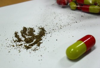 This handout photo released by Korea Customs Service on May 8, 2012 shows capsules filled with powdered human flesh in Daejeon, officials reported.