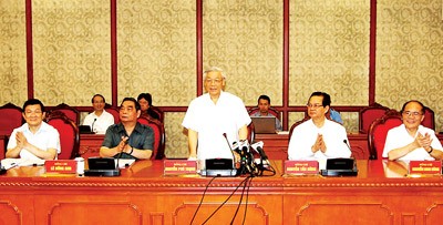 Party secretary general Nguyen Phu Trong speaks at the meeting (Photo: SGGP)