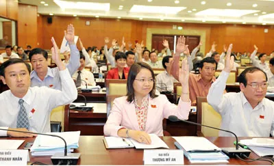 Các đại biểu biểu quyết thông qua tờ trình