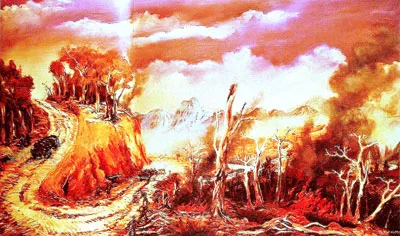 Tranh sơn dầu Cụm trọng điểm A.T.P. mùa khô 1970.