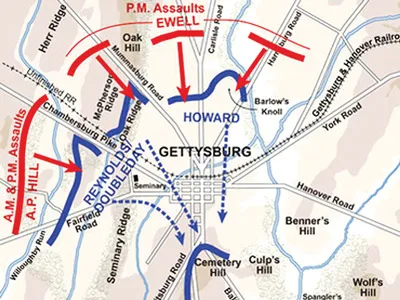 Một phần bản đồ cuộc nội chiến ở Mỹ.