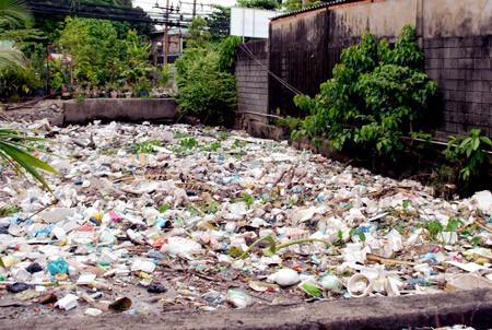 Garbage chokes the Tham Luong Canal in Tan Binh District (Photo: SGGP)