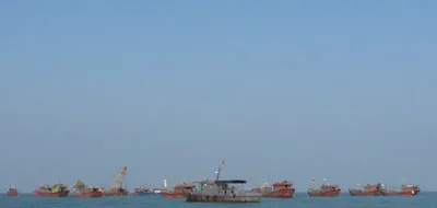 Vùng tàu bị đắm nhìn từ xa