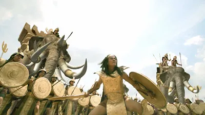 Voi chín ngà và binh lính trong phim