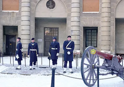 Những anh lính của Cung điện Hoàng gia vẫn phải làm nhiệm vụ trước cái lạnh -5°C.