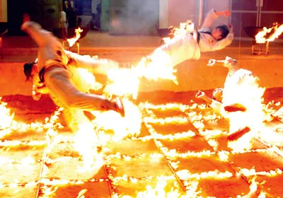 Cascaduer Việt Nam trong một cảnh cháy nổ phim Người hai mặt của Ấn Độ.