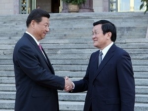 Vietnam's President Truong Tan Sang shakes hands with China's President Xi Jinping in Beijing on June 19th, 2013. (Photo: VNA)