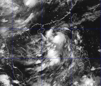 Satellite photo of tropical storm Rumbia (Source: National Weather Bureau)