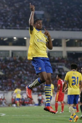 Stricker Chuba Akpom scores hat-tricks in the friendly match (Photo: SGGP)