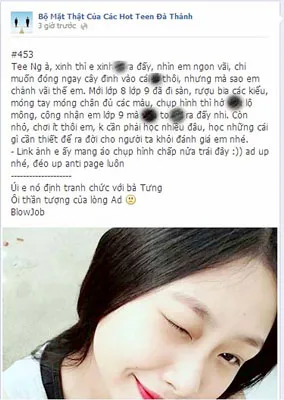 Trang facebook có nội dung bêu xấu người khác với lời lẽ tục tĩu.