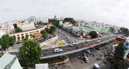 View of Ba Thang Hai-Nguyen Tri Phuong-Ly Thai To flyover from above (Photo: SGGP)