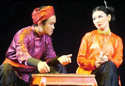 Cảnh trong vở Bàn tay của trời của Nhà hát kịch Sân khấu nhỏ 5B Võ Văn Tần. Ảnh: Đ.H.