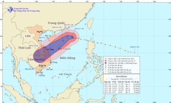 Direction of Storm Krosa. (Photo: www.nchmf.gov.vn)