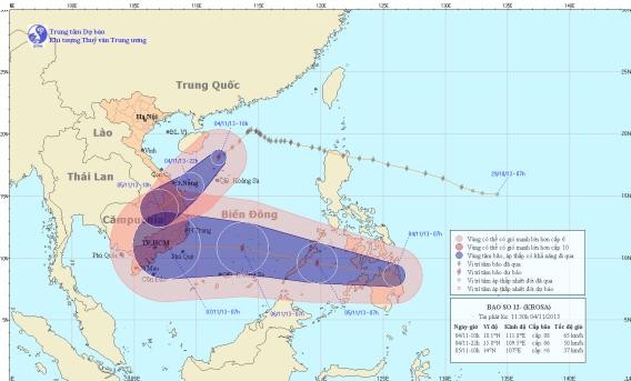 Direction of Storm Krosa. (Photo: www.nchmf.gov.vn)