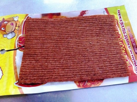 Beef jerky labeled "Spicy side of beef" is in fact made from wheat flour