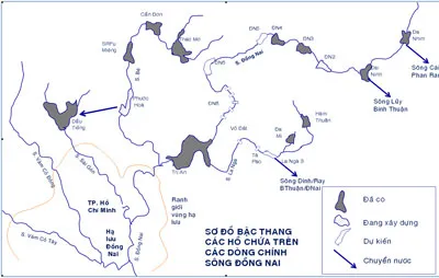 Sơ đồ thủy điện trên lưu vực hệ thống sông Sài Gòn - Đồng Nai.