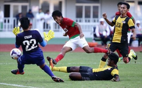 The football match between Malaysia and Indonesia
