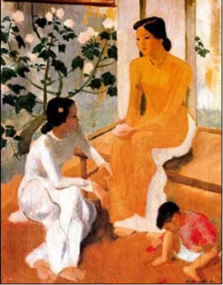 Hai thieu nu va em be (Two girls and a child) by To Ngoc Van