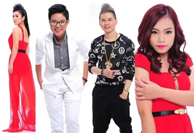 4 giọng ca trong đêm chung kết (từ trái sang): Hà My, Cát Tường, Hoàng Tôn và Thảo My.