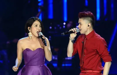 Hoàng Tôn song ca cùng HLV Mỹ Linh.