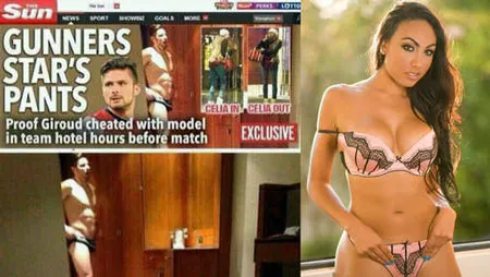 Olivier Giroud bán khỏa thân và Calia Kay trên trang bìa của tờ The Irish Sun.