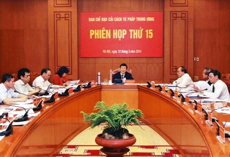 President Truong Tan Sang presided over the hearing, where participants put an emphasis on reforming the organisation and activities of the Supreme People's Court and provincial and regional People's Courts.— VNA/VNS Photo Nguyen Khang