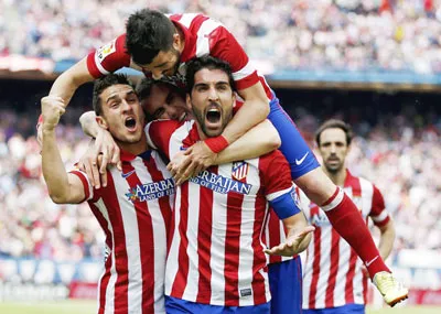 Niềm vui chiến thắng của các cầu thủ Atletico.